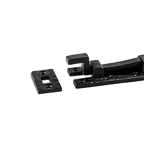 Renovators Supply Manufacturing Door Lock Latch 5 in. Black Wrought Iron Pig Tail Tip Styled Necked Offset Slide Bolt Latch with Mounting Hardware - size: Pack of 1, style: Antique