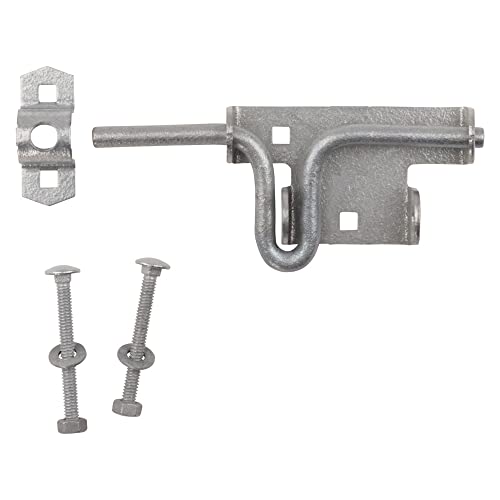 National Hardware N262-147 V1134 Sliding Bolt Door and Gate Latch in Galvanized,0 | Carriage Bolts and Screws Included; Padlockable Flush Mount for In-Swing or Out-Swing Doors and Gates