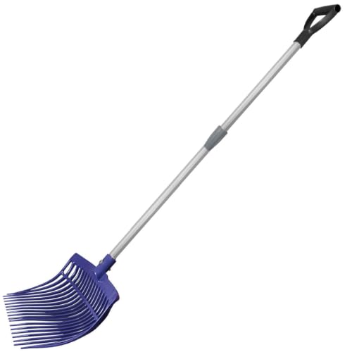 Country Pride Original Farm Fork, Durable Polycarbonate 16-Tine Barn Fork, Telescopic Aluminum Handle 2.5-3.7 ft, Lightweight UV-Stabilized, Heavy-Duty Stall and Hay Tool (Black) - color: Black