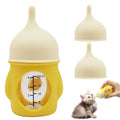 Pet Feeder Bottle Kitten Bottle Anti Choking Design(Yellow,20 ml) | Animal Feeding Bottles Kitten Bottles for Nursing for Newborn Kittens Puppies Small Animals with 2 Pcs Replacement Nipple - color: Yellow