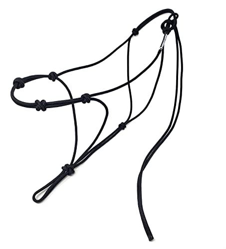 4 Knot Horse Rope Training Halter - 3/16" (5mm) Very Thin! Stiff Polyester Rope - color: Black, size: Draft