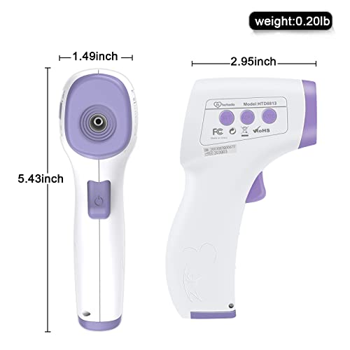 Digital Thermometer for Adults and Kids, No Touch Forehead Thermometer for Baby, 2 in 1 Body Surface Mode Infrared Thermometer with Fever Alarm and Instant Accuracy Readings - color: Purple