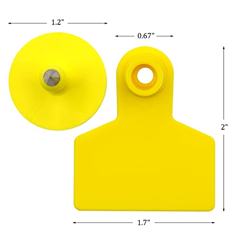 Blank Ear Tags 100 Pieces Livestock Identification Cards Blank Livestock Ear Tags for Cattle Cow Pig Goat Sheep Dog (Yellow) - color: Yellow