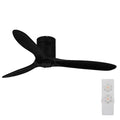 Neatfi 60" Ceiling Fan No Light – 3 Solid Wood Blades, Quiet DC Motor | 6-Speed Modern Flush Mount Low Profile Ceiling Fan with Remote | Bedroom, Living Room, Kitchen (Black, 60 Inches) - color: Black, size: 60 Inches