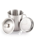 304 Stainless Steel Measuring Cup with Lid, Strainer, 32oz pitcher for Milk | 1000ml Metal Liquid Measuring Cup with ML/OZ Scale, 4 Cup Kitchen Pitcher for Baking, Coffee,Tea and Food Preparation