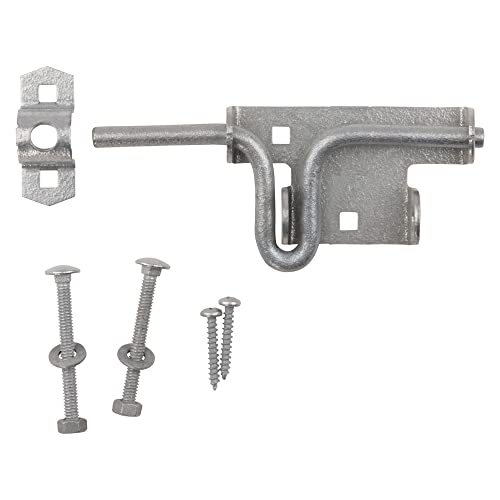 National Hardware N262-147 V1134 Sliding Bolt Door and Gate Latch in Galvanized,0 | Carriage Bolts and Screws Included; Padlockable Flush Mount for In-Swing or Out-Swing Doors and Gates