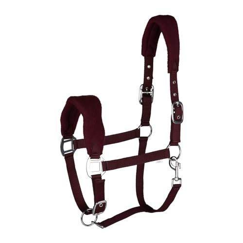 HORZE Fleece-Padded Adjustable Horse Halter, Soft Comfort, Easy On/Off - color: Dark Red, size: Horse