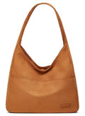 Women Tote Handbags Chic Vegan Leather Tote Bag Purse Stylish Casual Trendy Large Soft Shoulder Bag - color: C-brown