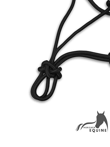 Premium Rope Halter for Horses, Durable Hand-Tied Adjustable Nylon Horse Headcollar with Knots for Trail Riding, Lightweight & Strong Equestrian Western Tack