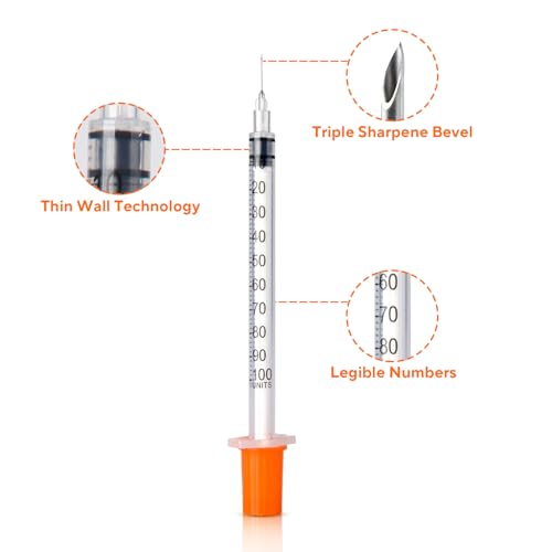 1ML Syringe, Measuring Syringes Lab Supplies, Individually Wrapped, Pack of 50