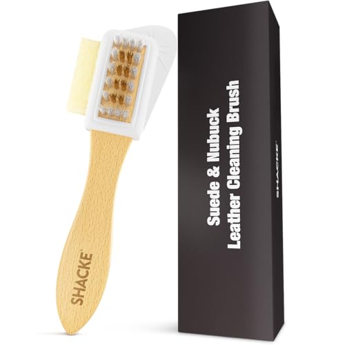 Suede Brush with Side Eraser – Suede & Nubuck Cleaner for Shoes | Suede shoe brush & suede cleaner — rubber bristles, welts, nylon/brass lift dirt from shoes, boots, bags & purses - size: 3 - Brush w/ Side Eraser