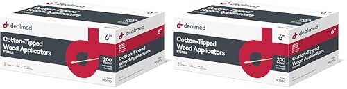 Dealmed 6" Cotton-Tipped Wood Applicators – 200 Sterile Cotton-Tipped Applicators for Application of Medication, Cleaning Skin, Arts, Crafts and More (Box of 200) (Pack of 2) - size: 6" Sterile (Box of 200) (Pack of 2)