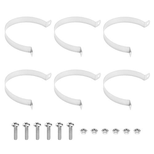 M METERXITY 6-Pack Brace Bands Chain Link Fence Parts, 2-3/4 Inch Galvanized Steel Chain Link Brace Band with Bolts and Nuts for Fence/Gate/Posts/Rust-Resistant [Silver] - size: 2-3/4"