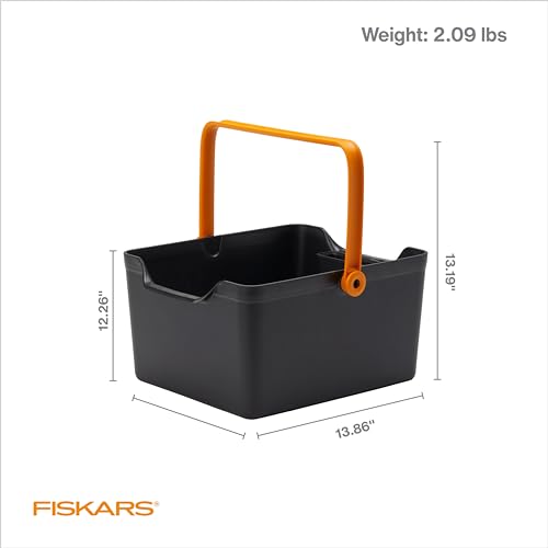 Fiskars Garden Tool Caddy, Portable Storage Organizer for Indoor Gardening | Locking Handle, Removable Bin (Wall-Mountable) for Snips & Pruning Shears, Durable Recycled Resin Carrier, Cabinet-Sized - style: Tool Caddy