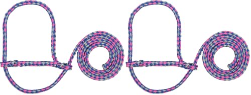 Weaver Livestock Poly Rope Sheep Halter, Modern Style Braid Sheep and Goat Rope Halter, Adjustable Lamb Halter Lead, Livestock Sheep Showing Supplies (Pack of 2)