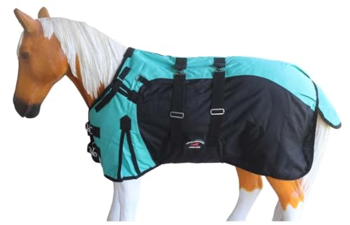 Challenger 1200D Miniature Weanling Donkey Pony Horse Foal Winter Blanket 51975TL - color: Turquoise Black Wave, size: 36 Inches
