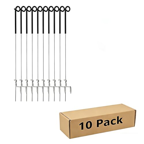 10 Pack 39 Inches Black Heavy Duty Step in Fence Post Pig Tail Electric Fencing Post Temporary Metal Fence Stakes for Garden Electric Fencing and Yard Protection - color: Black