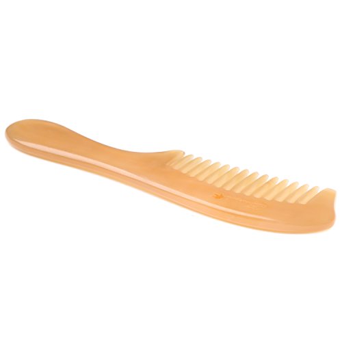 Wide Tooth Hair Comb for Women, Natural Detangling Horn Comb | Anti Static, Natural Sheep Horn, Scalp Massage, Easy to Detangle, Grooming, Wet, Dry, Curl, Beard, Hair Brush - color: Wide Tooth