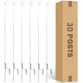41 Inches Systems Pig Tail Step-in Fence Post,Electric Fencing Post,Stainless Steel for Fence for Garden and Livestock, Easy to Install and Move, White - color: White