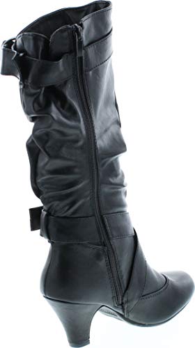 Forever Link Maggie-39 Women's Fashion Low Heel Zipper Slouchy Mid-Calf Boots Shoes - color: Black, size: 8