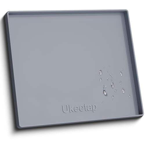19" x 25" Extra Thick Silicone Mat Waterproof with Raised Edge, Gray | Under Sink Mat for Kitchen & Bathroom, Kitchen Cabinet Liner, Multi-Purpose for Storage & Protection - color: Gray, size: 19"L x 25"W