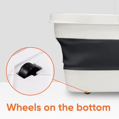 Superio Fold N' Go Mop Bucket with Wheels - Collapsible Cleaning Bucket, 10L, Portable Water Pail for Home, Car, and Outdoor Use