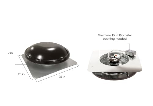 GAF 1250 CFM Power Roof Mount Attic Fan – ERV5WW – Energy-Efficient Design, Galvanized Steel, Optional Humidistat – Weathered Wood – Attics Up to 2200 sq ft - color: Weathered Wood