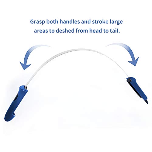 BOTH WINNERS Dual-Sided Shedding Blade with Stainless Steel Blade De-Shedding Tool for All Dog Coat Types- Soft Touch Grip (BLUE) - color: Blue