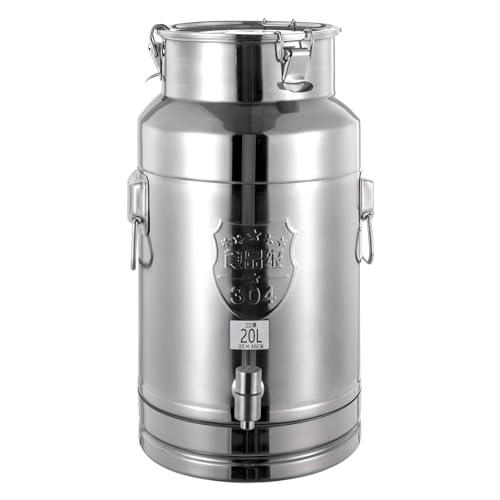 5.28 Gallon Milk Can - 304 Stainless Steel Milk Bucket with Sealed Lid, Milk Transport Barrel with Spigot for Liquid Storage, Ideal for Milk, Wine, and Beverages - size: 5.28 Gallon