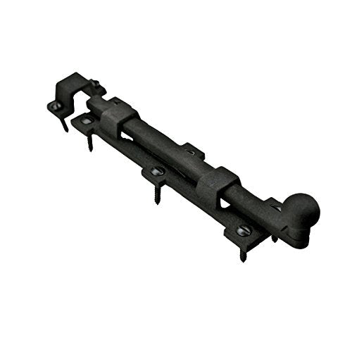 Renovators Supply Manufacturing Slide Bolt Latch 8 3/4 in. Black Wrought Iron Ball Tip Style Slide Bolt with Mounting Hardware - size: Pack of 1, style: 8.75 inch