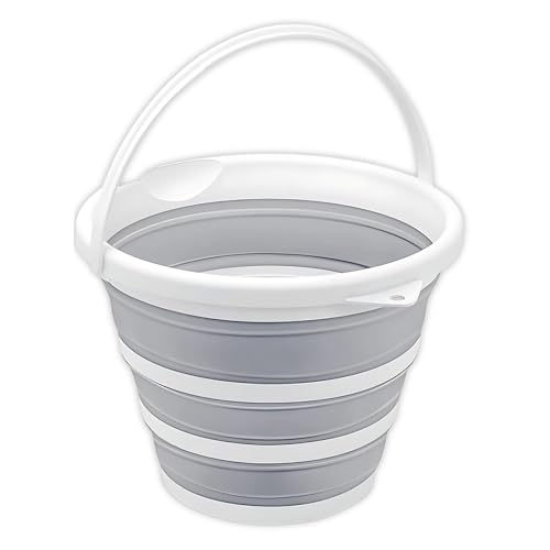 2.6 Gallons Collapsible Bucket with Handle, Space Saving Design Portable Foldable Water Pail for Indoor/Outdoor, Mop, Boating, Camping, and Fishing (1-Pack)