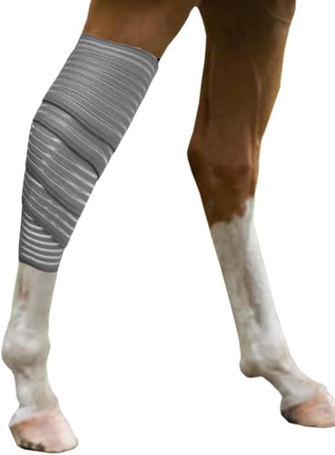 Elastic Polo Leg Wrap Compression Bandage for Horses, Dogs, Cats, Sheep, Cow, Dog Wound Care, Vet Wrap - color: Grey