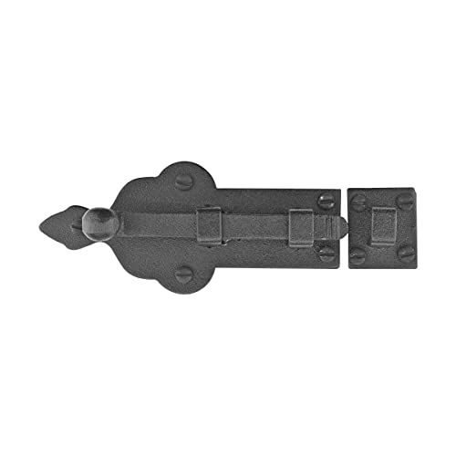 Renovators Supply Manufacturing Slide Bolt Latch 3 3/4 in. Black Wrought Iron Ball Tip Style Slide Bolt with Mounting Hardware - size: Pack of 1, style: 3.75 inch - Ball Tip