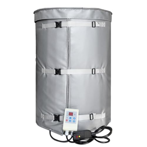 Metal Drum Heater,Industrial Grade/Weather Resistant Drum Heating Blanket,30 Gallon Bucket Heater Fixed Thermostat 212℉,Insulated Bucket Warmer with 10-Hour Timer - size: 30Gal