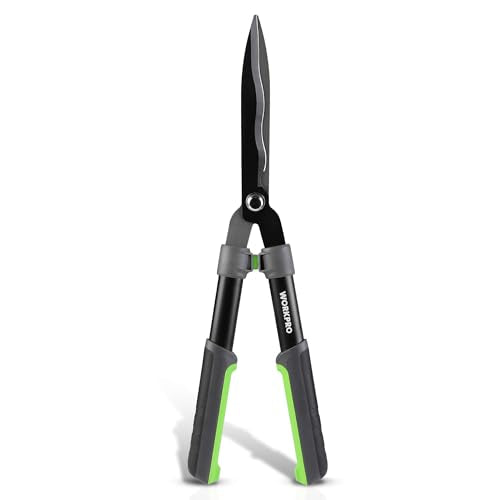 WORKPRO Garden Hedge Shears, 23" Manual Hedge Clippers/Bush Cutter | Gardening Shears with Steel Wavy Blade, Shock Absorbing Bumper, Ergonomic Handle for Pruning Borders & Shrubs - size: 23"