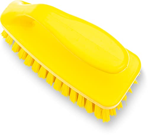 SPARTA Scrub Brush with Iron Shaped Handle and Stiff Bristles, Heavy Duty Scrubber Brush for Kitchen, Bathroom, Shower, Tile, Sink, Carpet and Bakepans, Polypropylene, 6 Inches, Yellow - color: Yellow, size: 6 Inches (Pack of 1)