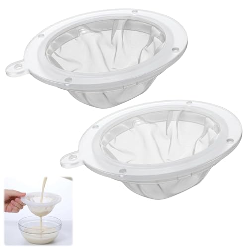 Ultra Fine Mesh Strainer, 2 Pcs 200 + 400 Mesh Nylon Fine Strainer for Liquids Brine Shrimp Net Plastic Colander Meshes Strainers for Juicing Cooking Oil Juice Nut Milk Cheese Wine Coffee Whey Grease