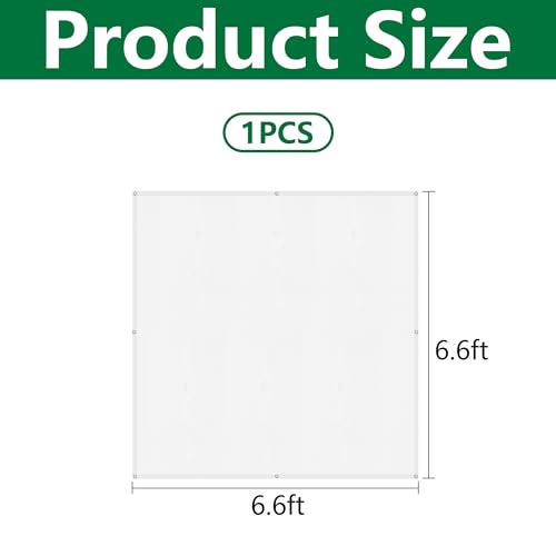 6.6 x 6.6 Ft Plant Sun Shade Cloth, 60% Shading White Sun Protection Net | Tear Resistant Garden Sunshade Cloth Cover with Reinforced Grommets for Protecting Plants from Direct Sunlight - color: 2x2m