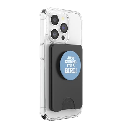 Just Kidding It's a Girl Pink Gender Reveal Party Supplies PopSockets PopWallet for MagSafe - style: Magnetic PopWallet