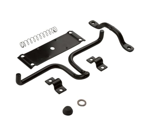 National Hardware Vinyl Gate Automatic Latch, Hot-Rolled Steel, Black | Fingertip Trip Release with Self-Locking Action; Rust-Resistant Finish Keeps Livestock Secure