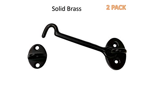 Heavier Duty Brass Door Hook Latch & Eye, 4", Matte Black, 2 Pack, Made in Taiwan - color: Matte Black, size: 2 Pack (4")