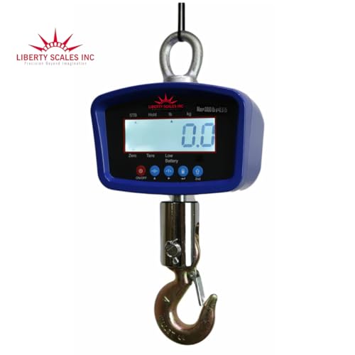 Liberty LS-924 Digital Hanging Crane Scale – 1500 lb x 0.5 lb Capacity – Suitcase Weight Scales for Travel, Medium General Purpose Weight Scales – Industrial Hanging Scale with LCD Display - style: 1500 lb x 0.5 lb