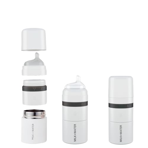 MILK & WATER Stainless Steel All-in-One Baby Bottle with Anti Colic Nipple - color: Arctic White, style: Bottle, 5oz, Medium Flow