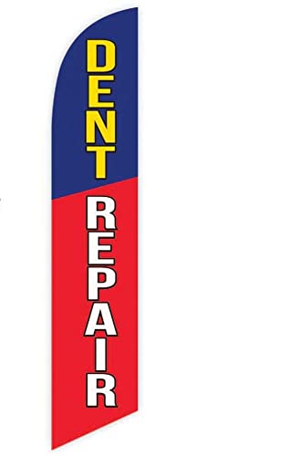 GLOBAL ADVERTISING SOLUTIONS Auto Repair Feather Flag Eye Catching Banner Sign for Business and Marketing Complete Set with 15 ft Pole Kit and Ground Spike (Dent Repair) - style: Dent Repair