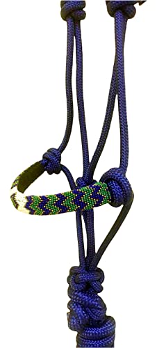 Majestic Ally Padded Beaded Nose Braided Rope Halter with 10' Matching Lead - Full (Royal Blue) - color: Royal Blue