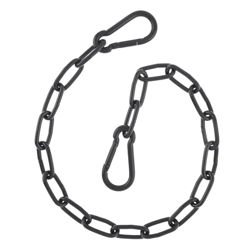 20 inch Gate Chain Lock with Both-Ended M5 Carabiners,Chain Dia 4 mm,Black | 304 Stainless steel, for outdoor fence gates,pet cages, easy to lock/unlock, extra security, for gate that wouldn’t stay shut - size: 20" x 5/32"