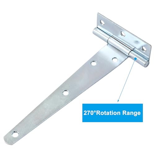Murtenze 6-Pack 6 Inch Silver T-Strap Shed Hinge | Barn Door Hinges, Heavy Duty, Gate Strap Hinge, For Barn Door, Shed or Wooden Fences - color: Silver, size: 6 Inch - 6Pack