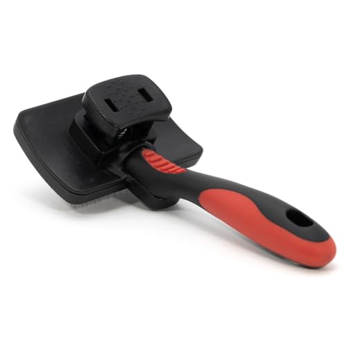 Jeffers Pet Self-Cleaning Slicker Brush for Dogs & Cats – Self Cleaning Button, Removes Tangles & Loose Hair, Non Slip Handle for Easy Grooming, Go To Gift for Pet Owners – Black, Red - Small - color: Self Cleaning Slicker, size: Small