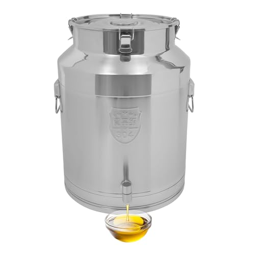 304 Stainless Steel Milk Can with Spigot, 64L/16.90Gal Metal Water Beverage Drink Dispenser with Lid, Airtight Milk Bucket Wine Pail, Food Storage Container for Kitchen Party