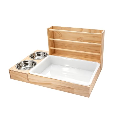 3-in-1 Rabbit Hay Feeder, Rabbit Litter Box with Hay Feeder and Bowls, Guinea Pig Hay Feeder, for Rabbits, Guinea Pigs, Small Animals